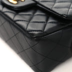 Lambskin Quilted Mini Rectangular Flap Black