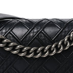 Lambskin Stitched Medium Boy Flap Black