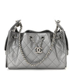 Metallic Caviar Quilted Mini Chanel 25 Handbag Anthracite
