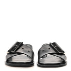 Calfskin Petal Belt Flat Sandal 36 Black