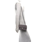 Wool Plaid Quilted Mini Rectangular Flap Pink Grey Multicolor