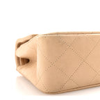 Lambskin Quilted Small Double Flap Beige