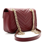 Calfskin Matelasse Mini GG Marmont Shoulder Bag Rosso Ancora