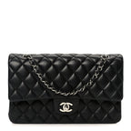 Lambskin Quilted Medium Double Flap Black