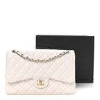 Caviar Quilted Jumbo Double Flap White