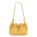 Suede Quilted Mini Chanel 25 Handbag Yellow