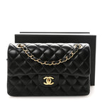 Lambskin Quilted Small Double Flap Black