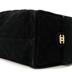 Suede Quilted Medium Chanel 25 Handbag Black