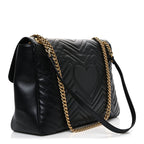 Calfskin Matelasse Medium GG Marmont Shoulder Bag Black