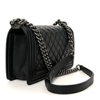 Lambskin Quilted Medium Boy Flap Black