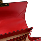 Guccissima Signature Small Padlock Top Handle Bag Hibiscus Red