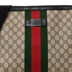 GG Supreme Monogram Calfskin Web Medium Flat Messenger Bag Beige Ebony Black