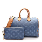 Calfskin Monogram Speedy P9 Bandouliere 30 Silk Blue