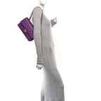 Caviar Quilted Medium Double Flap Purple