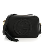 Pebbled Calfskin Small Soho Disco Bag Black