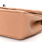 Lambskin Quilted Mini Rectangular Flap Brown