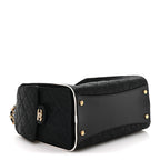 Braided Raffia Calfskin Small Chanel 25 Handbag Black White
