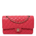 Caviar Quilted Medium Double Flap Pink