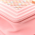 Calfskin Chevron Embroidered Small Boy By The Sea Flap Pink