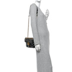 X BALENCIAGA Calfskin Matelasse Logo Print Small GG Marmont Shoulder Bag Black