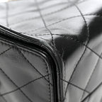 Shiny Crumpled Calfskin Quilted Small Chanel 25 Handbag Black