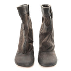 Waxed Suede Toy Ankle Boots 40 Brown