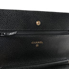 Caviar Quilted Wallet on Chain WOC Black