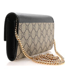 Dollar Calfskin GG Supreme Monogram Petite GG Marmont Wallet Chain Bag Black Beige Ebony