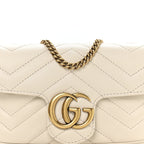 Calfskin Matelasse Super Mini GG Marmont Shoulder Bag White