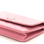 Lambskin Quilted Crystal Star Wallet On Chain WOC Pink