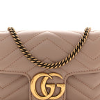 Calfskin Matelasse Super Mini GG Marmont Shoulder Bag Porcelain Rose