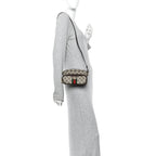 GG Supreme Monogram Textured Dollar Calfskin Web Mini Ophidia Convertible Shoulder Bag Beige Ebony New Acero