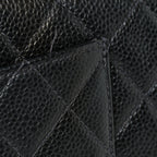 Caviar Quilted Medium Double Flap Black