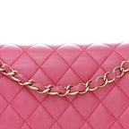 Lambskin Quilted Medium Double Flap Fuchsia