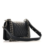 Caviar Quilted Small Boy Flap Black