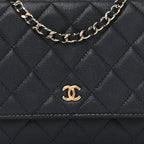 Caviar Quilted Wallet on Chain WOC Navy Blue