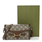 GG Supreme Monogram Mini Horsebit 1955 Shoulder Bag Beige Brown Sugar