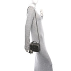 Metallic Caviar Quilted Small CC Filigree Vanity Case Dark Silver