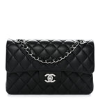 Lambskin Quilted Small Double Flap Black