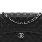 Caviar Quilted Jumbo Double Flap Black