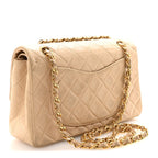 Lambskin Quilted Small Double Flap Beige