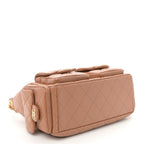 Shiny Lambskin Quilted Trendy Pockets Hobo Brown