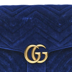 Velvet Matelasse GG Marmont Clutch Cobalt Blue