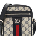 GG Supreme Monogram Textured Calfskin Web Mini Ophidia Messenger Beige Blue