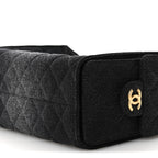 Washed Denim Quilted Mini Chanel 25 Handbag Black