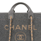 Wool Felt Large Deauville Tote Grey Beige