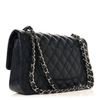 Lambskin Quilted Medium Double Flap Black