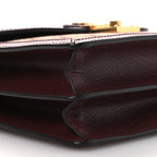 GG Supreme Monogram Textured Dollar Calfskin Web Small Ophidia Padlock Top Handle Bag Bordeaux