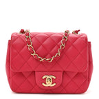 Lambskin Quilted Mini Square Flap Dark Pink