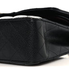 Caviar Quilted Medium Double Flap Black